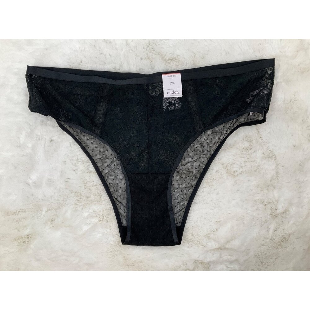 Auden 2-pr size 2X (20-22) Red & Black Lace Cheeky Panty NEW - Picture 4 of 5